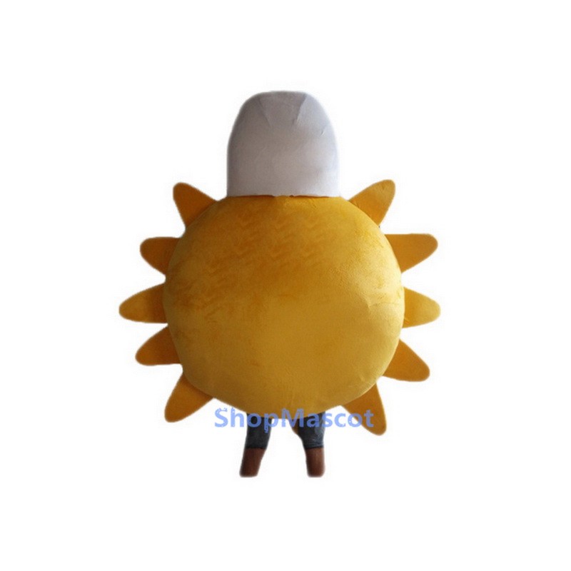 Yellow Sun with White Hat Mascot Costume