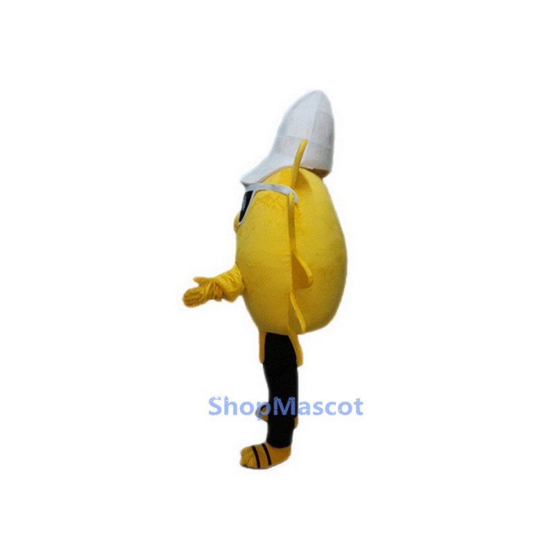 Yellow Sun with White Hat Mascot Costume
