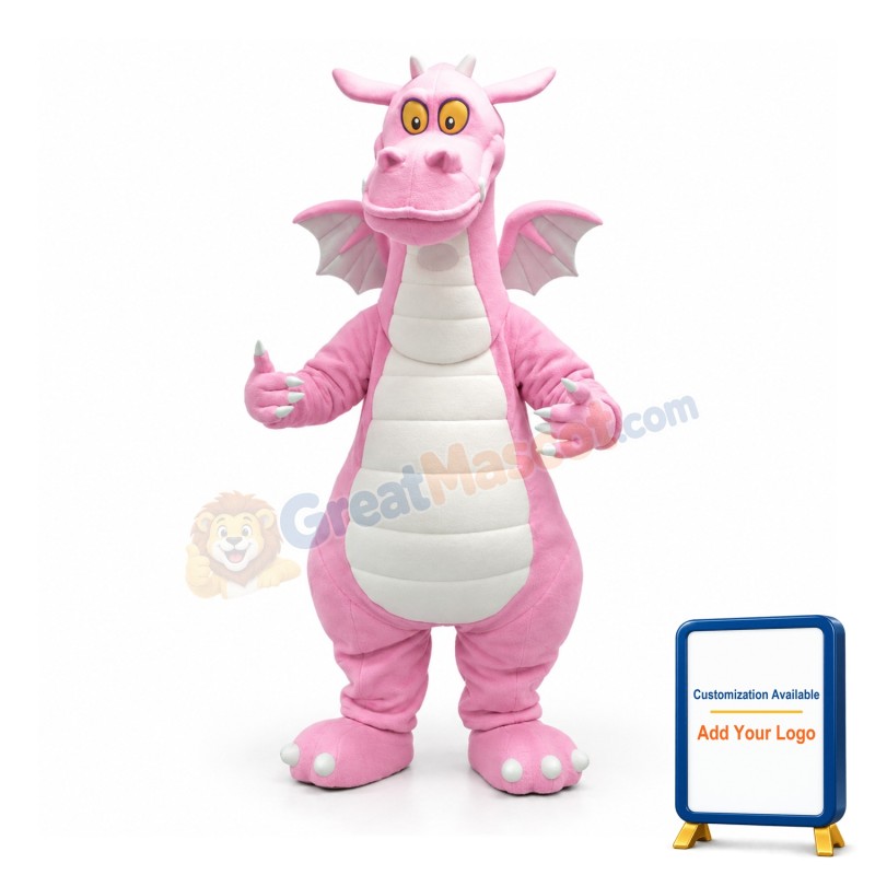 Pink Dragon Mascot Costume