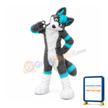 Gray & Blue Husky Mascot Costume