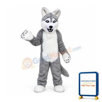 Long Gray Wolf Mascot Costume