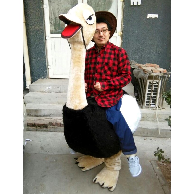 Riding an Ostrich Man Mascot Costume