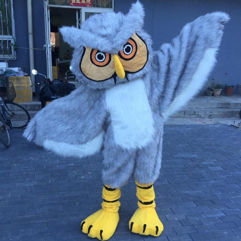 Gray Long-Haired Owl Mascot Costume