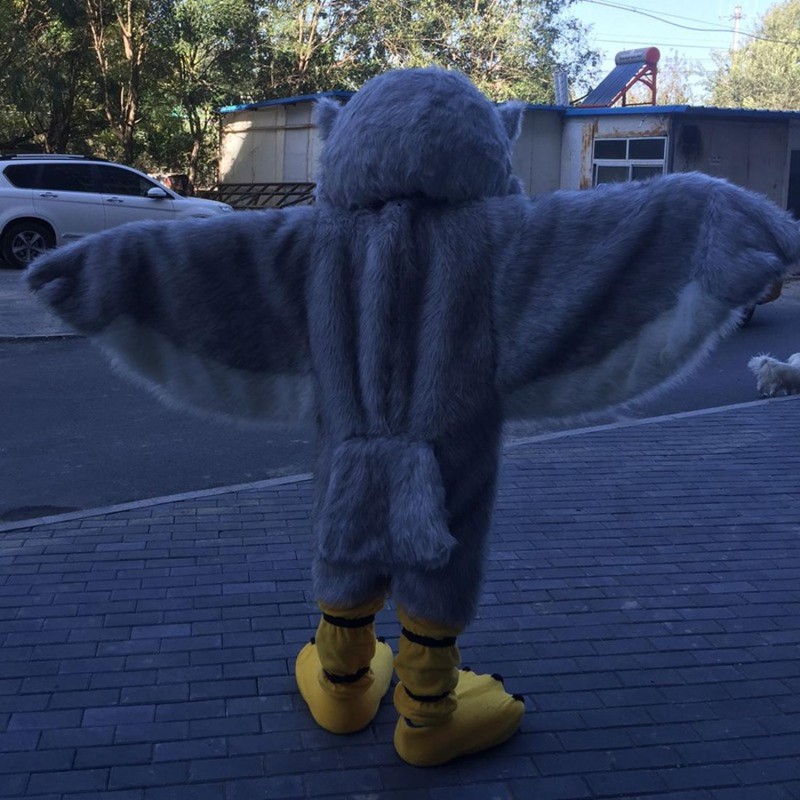 Gray Long-Haired Owl Mascot Costume