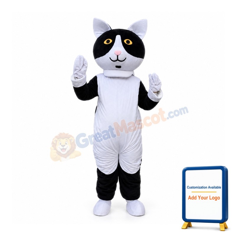 Black White Cat Mascot Costume