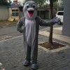 Gray Happy Dolphin Mascot Costume