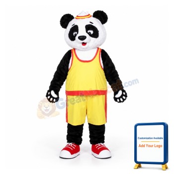 Yellow T shirt Panda Mascot Costume