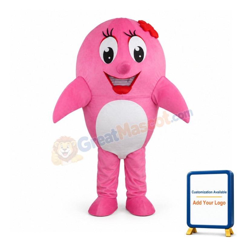Cute Pink Dolphin Mascot Costume