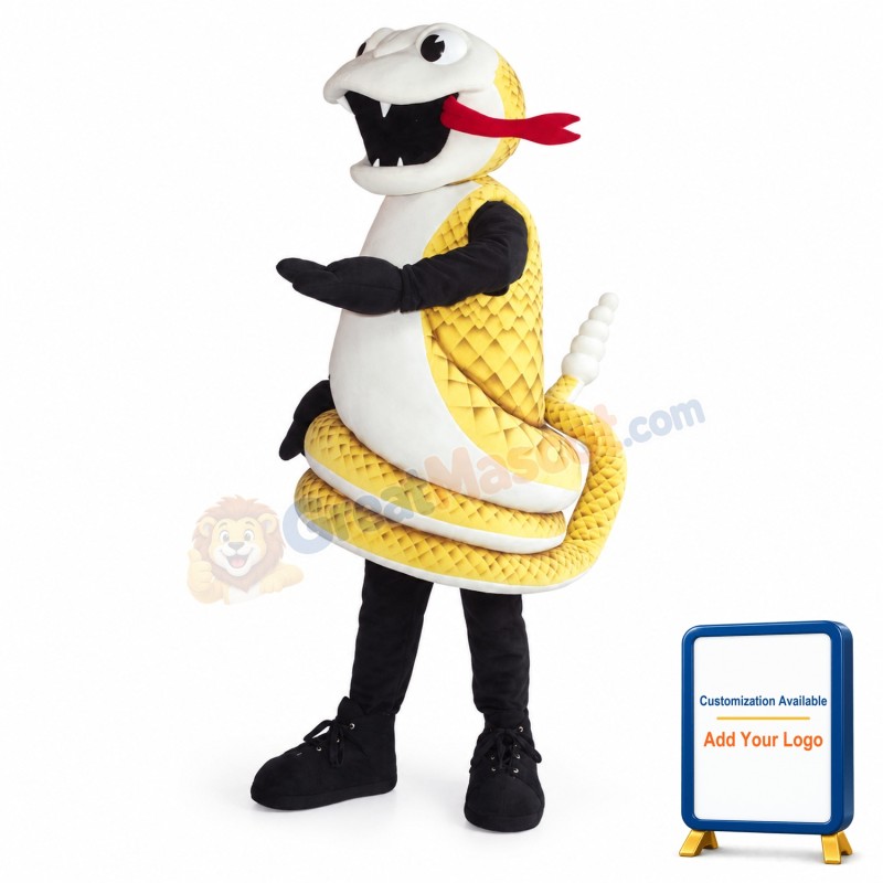 Golden Cobra Snake Mascot Costume