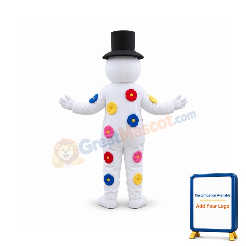 Colorful Petals Cartoon Snowman Mascot Costume