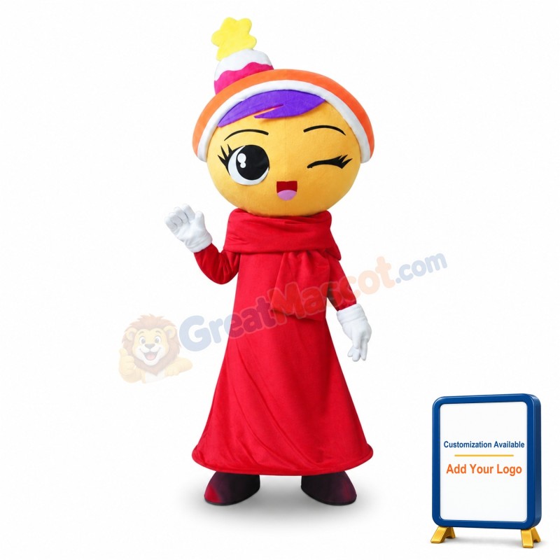 Doll Girl Red Dress Girl Mascot Costume