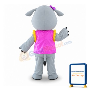 Pink Vest Rhinoceros Mascot Costume