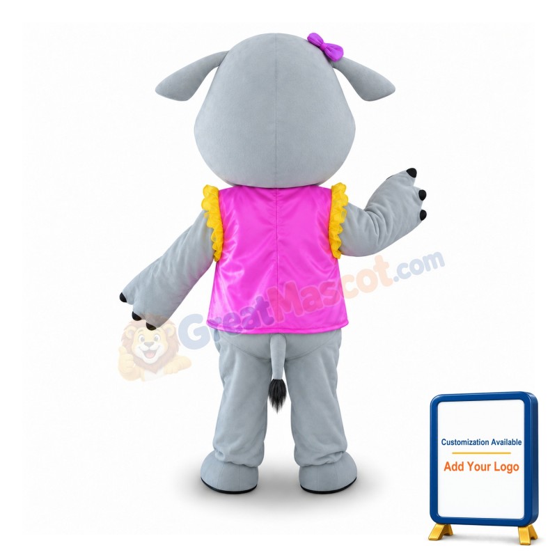 Pink Vest Rhinoceros Mascot Costume