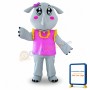 Pink Vest Rhinoceros Mascot Costume