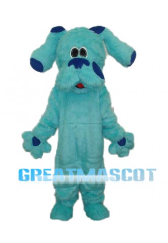 2nd Version Long Hair Blue Dog Mascot Adult Costume Free Shipping