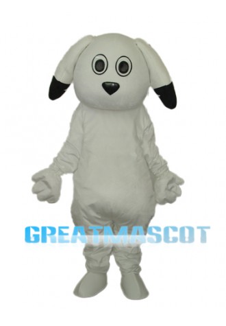 Black Ears White Dog Mascot Adult Costume Free Shipping