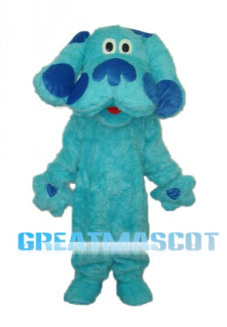 Long Hair Blue Dog Mascot Adult Costume Free Shipping