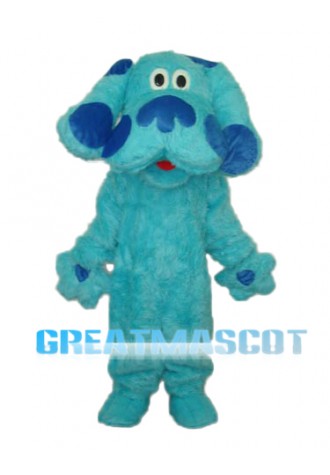 Long Hair Blue Dog Mascot Adult Costume Free Shipping