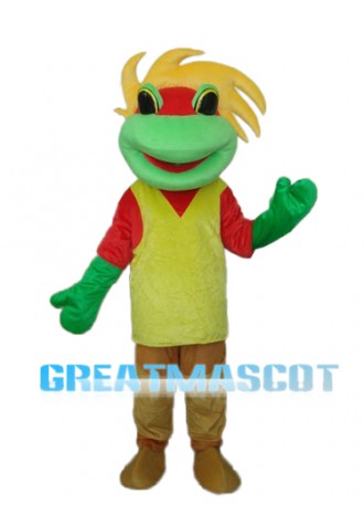 Yellow Green Red Frog Prince Mascot Adult Costume Free Shipping