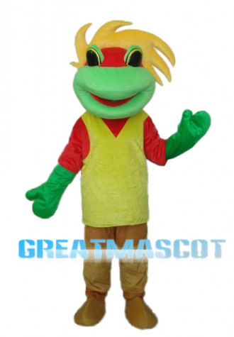 Yellow Green Red Frog Prince Mascot Adult Costume Free Shipping