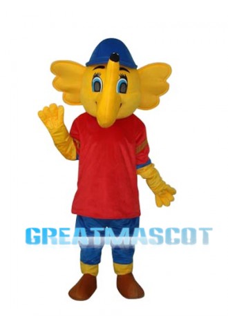 Yellow Red Big Elephant Mascot Adult Costume Free Shipping