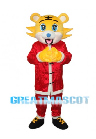 Yellow face Christmas Tiger Mascot Adult Costume Free Shipping