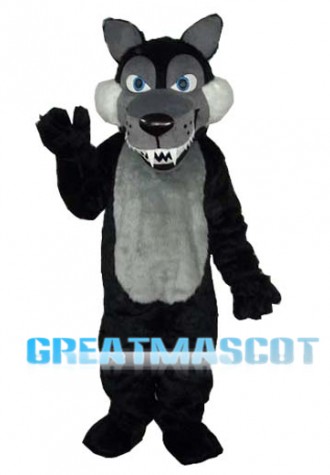 Long Wool Big Black Wolf Mascot Adult Costume Free Shipping