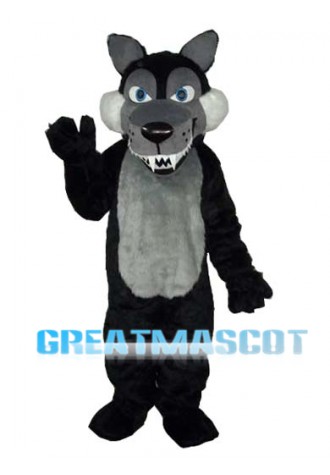 Long Wool Big Black Wolf Mascot Adult Costume Free Shipping