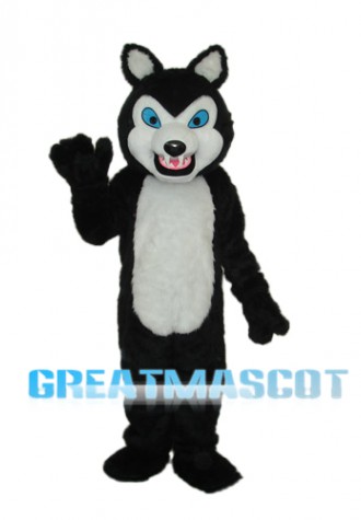 Long-haired Black Wolf Mascot Adult Costume Free Shipping