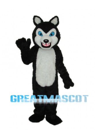 Long-haired Black Wolf Mascot Adult Costume Free Shipping