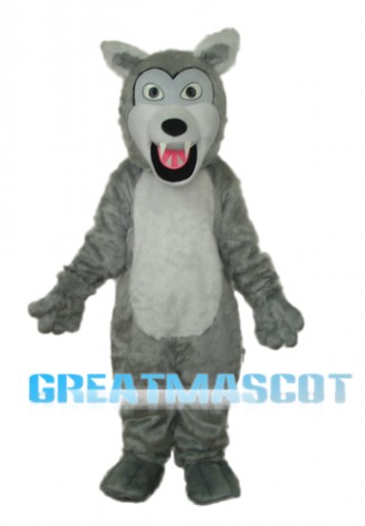 Small Long-haired Gray Wolf Mascot Adult Costume Free Shipping