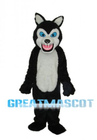 Thin Teeth Long-haired Black Wolf Mascot Adult Costume Free Shipping