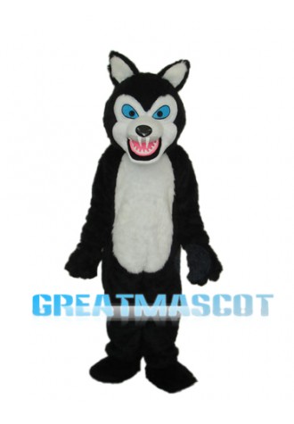 Thin Teeth Long-haired Black Wolf Mascot Adult Costume Free Shipping
