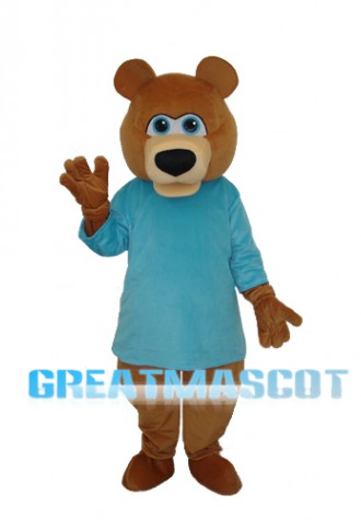 Mr.Bear in Blue T-shirt Mascot Adult Costume Free Shipping