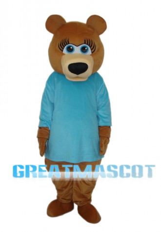 Ms.Bear in Blue T-shirt Mascot Adult Costume Free Shipping