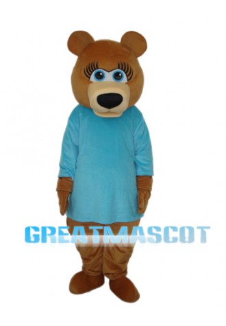 Ms.Bear in Blue T-shirt Mascot Adult Costume Free Shipping