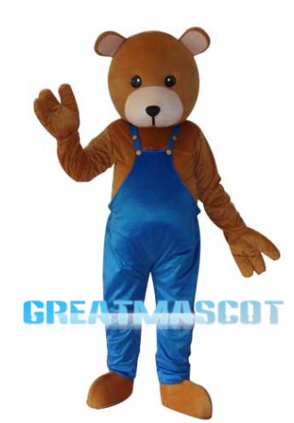 Teddy Bear in Overalls Mascot Adult Costume Free Shipping