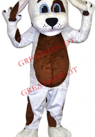 Cute White & Brown Dog Mascot Costume