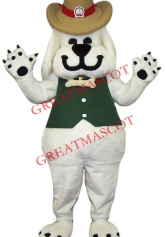 Smiling White Dog Mascot Costume