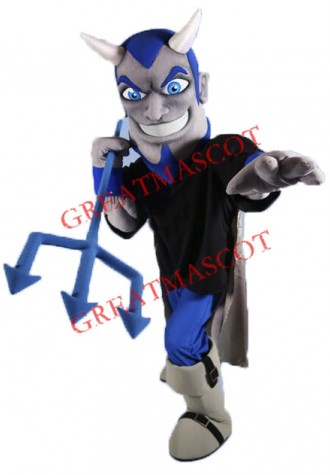Grey & Blue Devil Mascot Costume