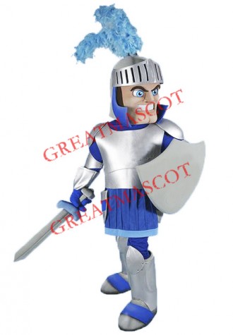 Silver & Blue Knight Mascot Costume