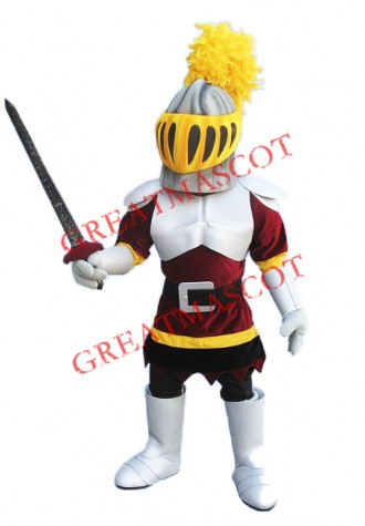 Silver & Red Knight Mascot Costume