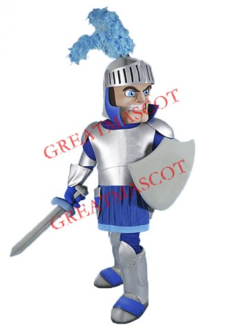 Blue & Silver Knight Mascot Costume