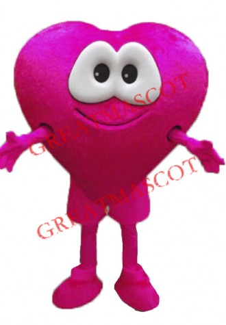 Pink Heart Mascot Costume