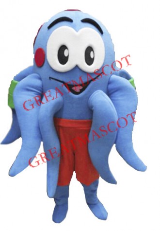Blue Octopus Mascot Costume