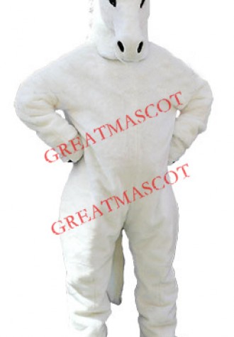 Friendly White Horse Mascot Costume