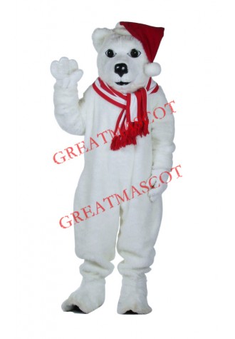 Polar Bear With Hat Mascot Costume