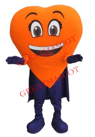 Orange Heart Mascot Costume