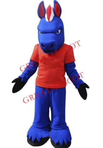 Fierce Blue Horse Mascot Costume