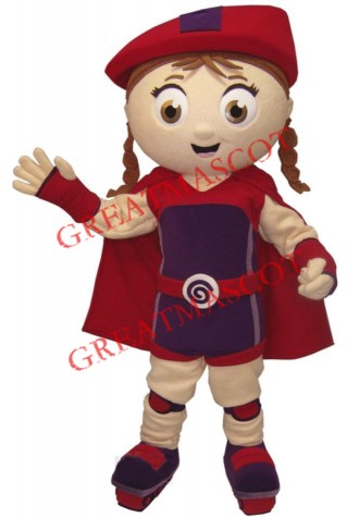 Red Super Girl Mascot Costume